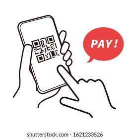 cashless payment with a smartphone and QR code.