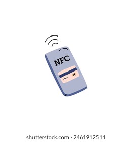 Cashless payment technology. Vector illustration of a smartphone with NFC capability for contactless transactions.
