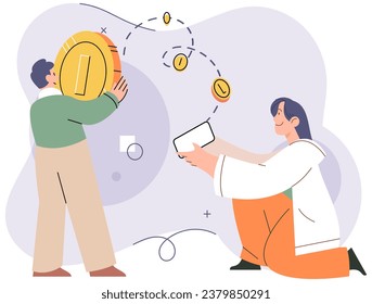 Cashless payment. Vector illustration. Contactless payment technology relies on short-range wireless communication for transactions NFC-enabled devices calso be used for other applications like access