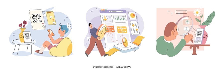 Cashless payment. Vector illustration. Mobile cashless payments offer convenience for splitting bills or making peer-to-peer transfers Online payment platforms often offer buyer protection and dispute