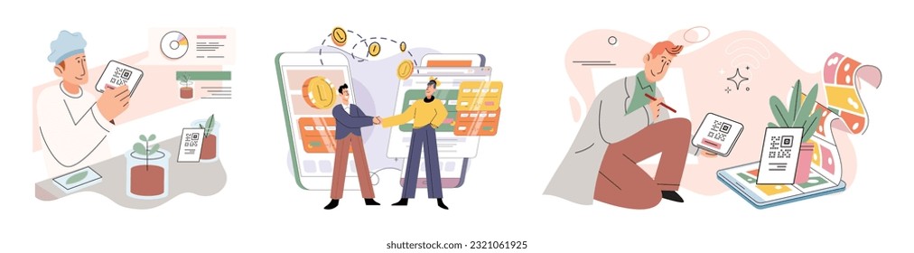 Cashless payment. Vector illustration. Mobile banking apps often include features for making cashless transactions Online payment gateways enable secure and hassle-free digital payments NFC-enabled