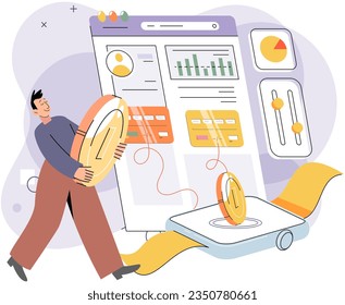 Cashless payment. Vector illustration. With mobile cashless payments, you cpay for purchases without need for physical cash Contactless payments are commonly used for small everyday purchases