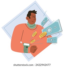 Cashless payment. Vector illustration. Mobile banking apps often include features for making cashless transactions Online payment gateways enable secure and hassle-free digital payments NFC-enabled