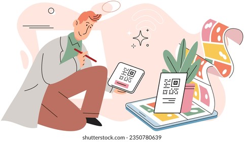 Cashless payment. Vector illustration. Online marketplaces often provide range of secure payment options for buyers Touchless payment methods are compatible with wide range of devices, including