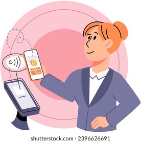Cashless payment. Vector illustration. Online shopping platforms often offer various cashless payment options to choose from With mobile cashless payments, you cpay for purchases