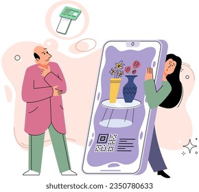 Cashless payment. Vector illustration. Cashless payments eliminate hassle of carrying and handling physical coins and notes NFC technology enables tap-and-go payments without need for physical contact