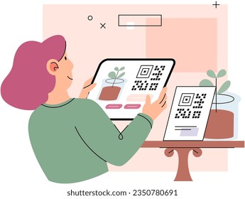 Cashless payment. Vector illustration. A cashless society is becoming more feasible with advancements in payment technology Qr code accept contactless payments for faster checkout process