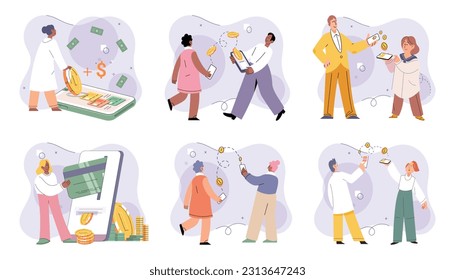 Cashless payment. Vector illustration. Touchless payment options help minimize physical contact and reduce spread of germs NFC-enabled devices cbe used for contactless payments at compatible terminals