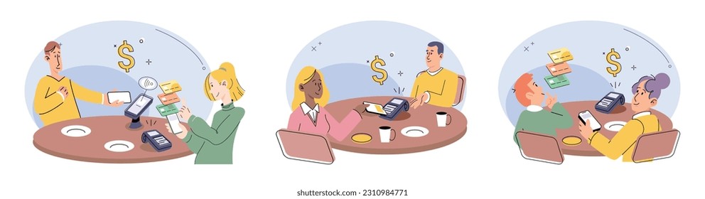 Cashless payment. Vector illustration. Cashless transactions offer improved security compared to carrying physical cash The convenience of contactless payments is driving its adoption among consumers