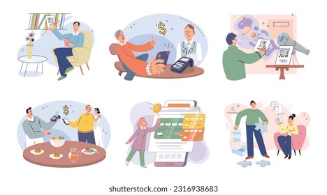 Cashless payment. Vector illustration. Cashless transactions offer improved security compared to carrying physical cash The convenience of contactless payments is driving its adoption among consumers