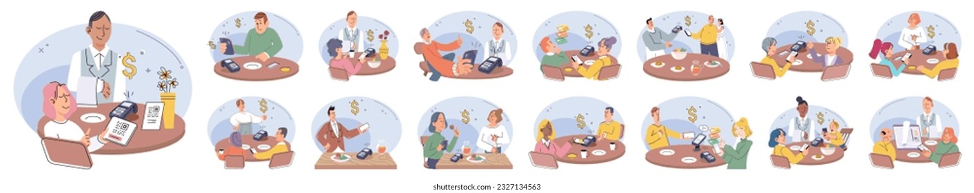 Cashless payment. Vector illustration. Wireless payment systems utilize encryption technology to ensure secure transactions Mobile cashless payments are supported by various platforms Online