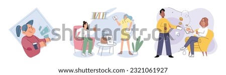 Cashless payment. Vector illustration. Wireless payment systems are designed to prevent unauthorized access to sensitive information Mobile cashless payments offer convenience for splitting bills