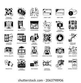 Cashless Society , Thin Line and Pixel Perfect Icons