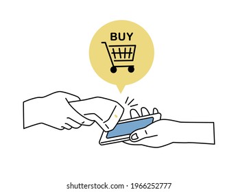 cashless_QR code payment Mobile payments,Online Banking and Payment Services Flat  vector Illustrations hand, Cashless, smartphone payment (shopping with smartphone electronic payment)