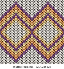 Cashmere rhombus argyle knitting texture geometric seamless pattern. Rug knitting pattern imitation. Fashionable seamless knitted pattern. Abstract xmas wallpaper.