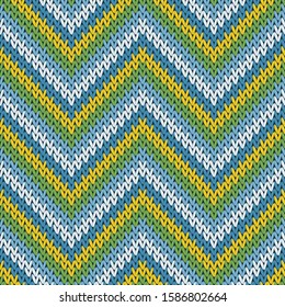 Cashmere zigzag chevron stripes knitting texture geometric seamless pattern. Ugly sweater knitwear structure imitation. Classic warm seamless knitted pattern. Repeatable background.