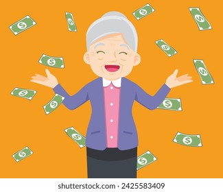 Cash,money,currency bills falling around person. Falling money successful finance and business concept