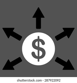 Cashout icon from Business Bicolor Set. This flat vector symbol uses black and white colors, rounded angles, and isolated on a gray background.