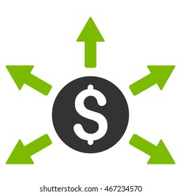 Cashout icon. Vector style is bicolor flat iconic symbol with rounded angles, eco green and gray colors, white background.