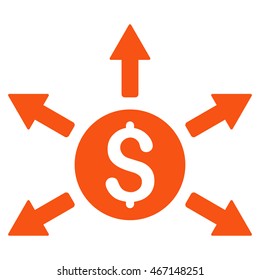 Cashout icon. Vector style is flat iconic symbol with rounded angles, orange color, white background.