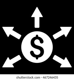 Cashout icon. Vector style is flat iconic symbol with rounded angles, white color, black background.