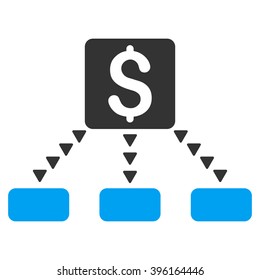 Cashout Scheme vector icon. Cashout Scheme icon symbol. Cashout Scheme icon image. Cashout Scheme icon picture. Cashout Scheme pictogram. Flat blue and gray cashout scheme icon.