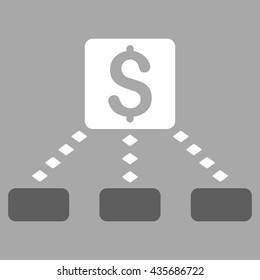 Cashout Scheme vector toolbar icon. Style is bicolor flat icon symbol, dark gray and white colors, silver background, rhombus dots.