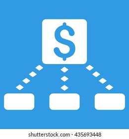 Cashout Scheme vector toolbar icon. Style is flat icon symbol, white color, blue background, rhombus dots.