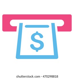 Cashout Slot icon. Vector style is bicolor flat iconic symbol with rounded angles, pink and blue colors, white background.