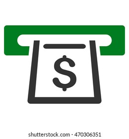 Cashout Slot icon. Vector style is bicolor flat iconic symbol with rounded angles, green and gray colors, white background.