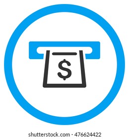 Cashout Slot rounded icon. Vector illustration style is flat iconic bicolor symbol, blue and gray colors, white background.