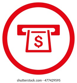 Cashout Slot rounded icon. Vector illustration style is flat iconic symbol, red color, white background.