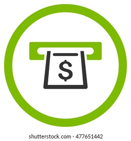 Cashout Slot rounded icon. Vector illustration style is flat iconic bicolor symbol, eco green and gray colors, white background.