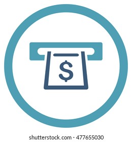 Cashout Slot rounded icon. Vector illustration style is flat iconic bicolor symbol, cyan and blue colors, white background.