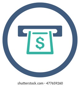 Cashout Slot rounded icon. Vector illustration style is flat iconic bicolor symbol, cobalt and cyan colors, white background.