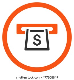 Cashout Slot rounded icon. Vector illustration style is flat iconic bicolor symbol, orange and gray colors, white background.
