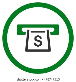 Cashout Slot rounded icon. Vector illustration style is flat iconic bicolor symbol, green and gray colors, white background.
