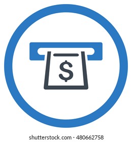 Cashout Slot rounded icon. Vector illustration style is flat iconic bicolor symbol, smooth blue colors, white background.