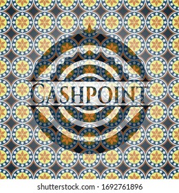 Cashpoint arabesque style emblem. arabic decoration. 