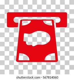 Cashpoint icon. Vector illustration style is flat iconic symbol, red color, transparent background. Designed for web and software interfaces.