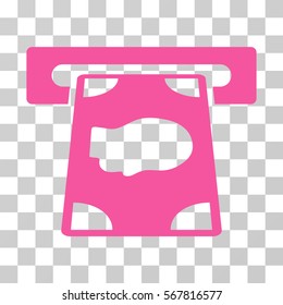 Cashpoint icon. Vector illustration style is flat iconic symbol, pink color, transparent background. Designed for web and software interfaces.