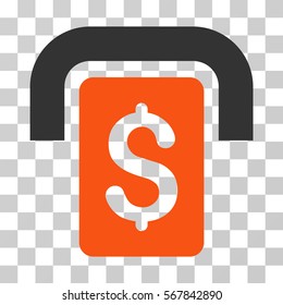 Cashpoint icon. Vector illustration style is flat iconic bicolor symbol, orange and gray colors, transparent background. Designed for web and software interfaces.