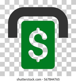 Cashpoint icon. Vector illustration style is flat iconic bicolor symbol, green and gray colors, transparent background. Designed for web and software interfaces.