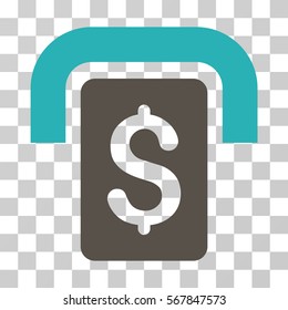Cashpoint icon. Vector illustration style is flat iconic bicolor symbol, grey and cyan colors, transparent background. Designed for web and software interfaces.