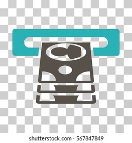 Cashpoint icon. Vector illustration style is flat iconic bicolor symbol, grey and cyan colors, transparent background. Designed for web and software interfaces.