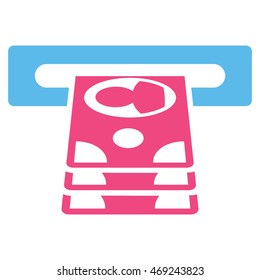 Cashpoint icon. Vector style is bicolor flat iconic symbol with rounded angles, pink and blue colors, white background.