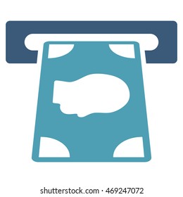 Cashpoint icon. Vector style is bicolor flat iconic symbol with rounded angles, cyan and blue colors, white background.