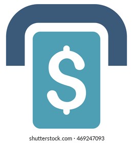 Cashpoint icon. Vector style is bicolor flat iconic symbol with rounded angles, cyan and blue colors, white background.