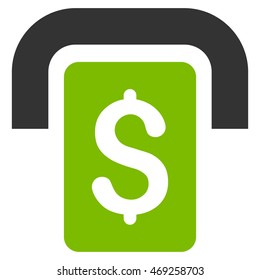 Cashpoint icon. Vector style is bicolor flat iconic symbol with rounded angles, eco green and gray colors, white background.