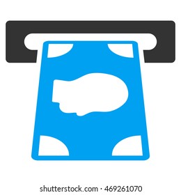 Cashpoint icon. Vector style is bicolor flat iconic symbol with rounded angles, blue and gray colors, white background.